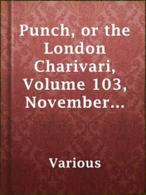 cover image of Punch, or the London Charivari, Volume 103, November 26, 1892